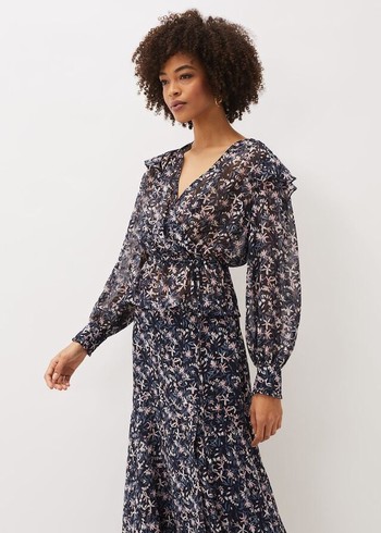 Phase Eight Lola Floral Co-Ord Shirts Navy/Pink Canada | JVPBIA-386